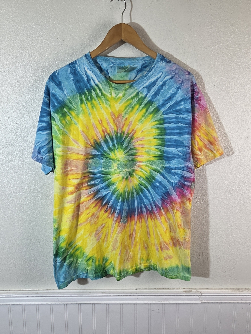 2K Hanes Heavyweight Rainbow Spiral Tie Dye T Shirt Adult Large Festival Hippie